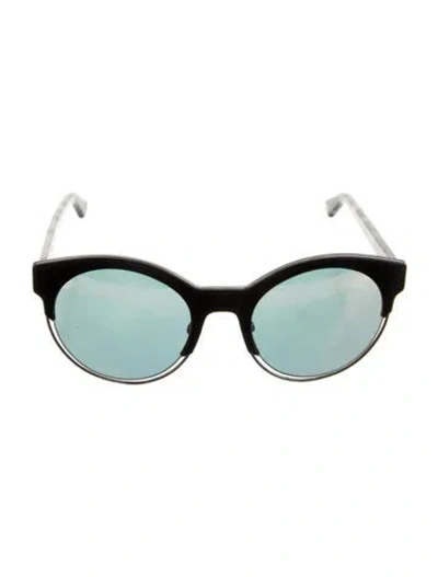 Pre-owned Dior Round Mirrored Sunglasses In Black