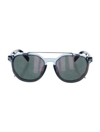 Pre-owned Dior Round Mirrored Sunglasses In Blue