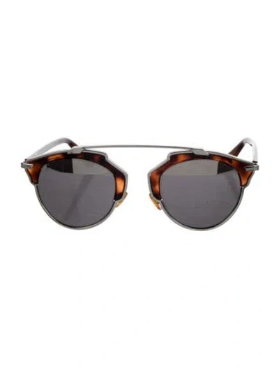 Pre-owned Dior Round Mirrored Sunglasses In Brown