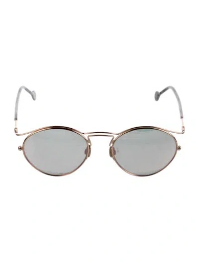 Pre-owned Dior Round Mirrored Sunglasses In Gold