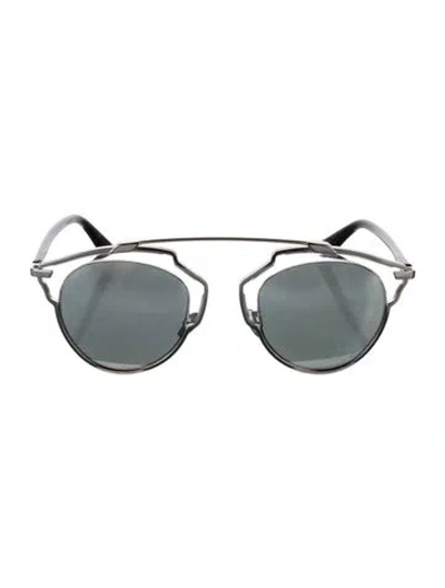 Pre-owned Dior Round Mirrored Sunglasses In Silver