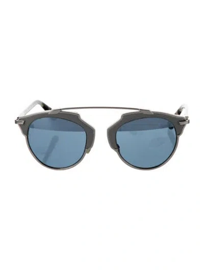 Pre-owned Dior Round Mirrored Sunglasses In Silver