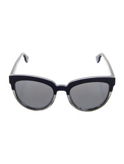 Pre-owned Dior Round Tinted Sunglasses In Blue