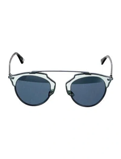 Pre-owned Dior Round Tinted Sunglasses In Blue