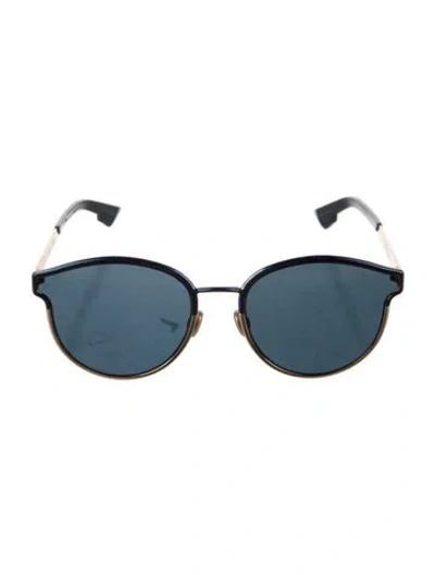 Pre-owned Dior Round Tinted Sunglasses In Blue/gold