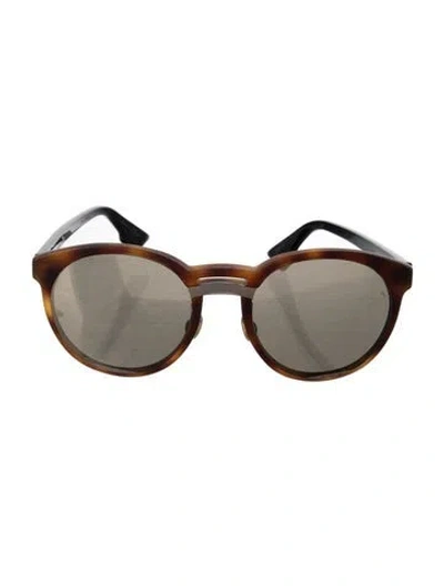 Pre-owned Dior Round Tinted Sunglasses In Brown