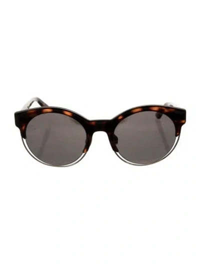 Pre-owned Dior Round Tinted Sunglasses In Brown