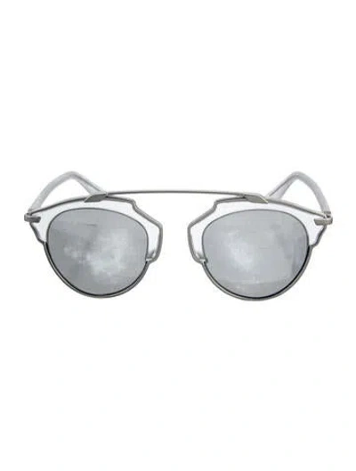 Pre-owned Dior Round Tinted Sunglasses In Silver