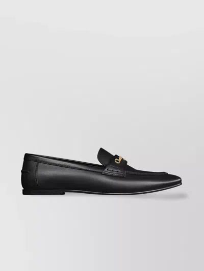 DIOR ROUND TOE LEATHER LOAFERS WITH FLAT SOLE