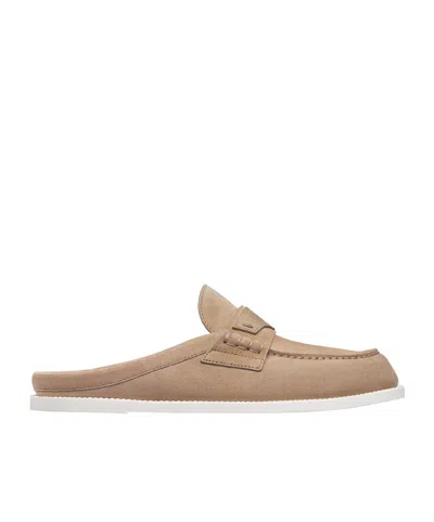 Dior Round Toe Mules In Nude