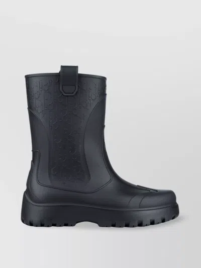 DIOR ROUND TOE RUBBER SOLE PULL TAB BOOTS