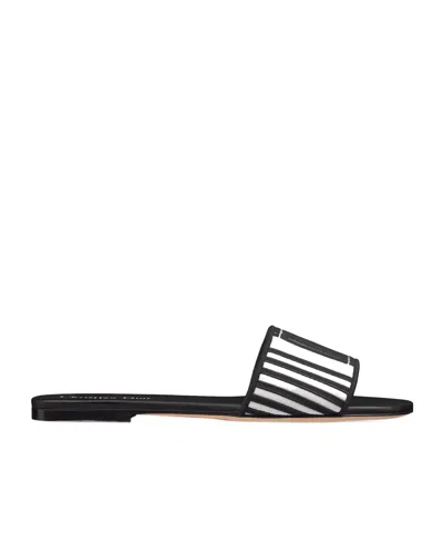 Dior Round Toe Slippers In Black