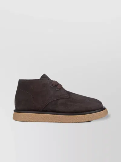 Dior Round Toe Suede Finish Rubber Sole Boots In Brown