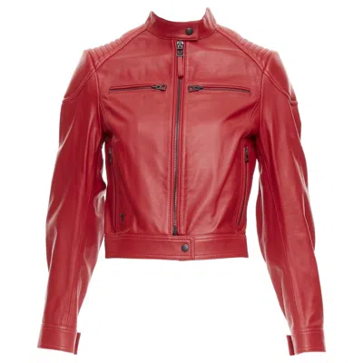 Pre-owned Dior Royaume D'amour Red Leather Laser Cut Moto Biker Jacket Fr34 Xs