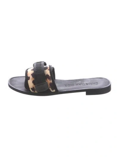 Pre-owned Dior Rubber Animal Print Slides In Black