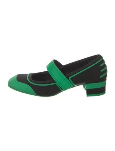 Pre-owned Dior Rubber Colorblock Pattern Mary Jane Flats In Black/green