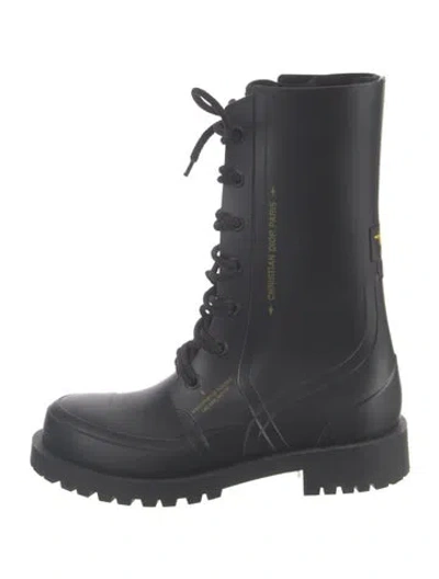 Pre-owned Dior Rubber Combat Boots In Black