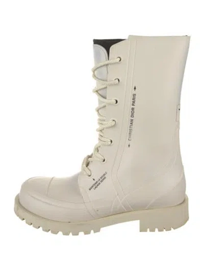 Pre-owned Dior Rubber Combat Boots In Neutrals