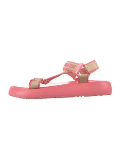 Pre-owned Dior Rubber Graphic Print Sandals In Neutrals/pink