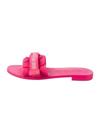 Pre-owned Dior Rubber Graphic Print Slides In Pink