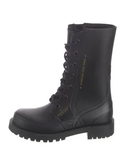Pre-owned Dior Rubber Lace-up Boots In Black