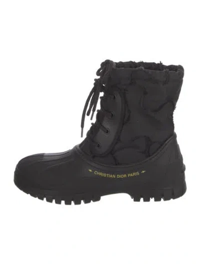 Pre-owned Dior Rubber Mesh Accents Rain Boots In Black