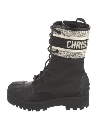 Pre-owned Dior Rubber Printed Rain Boots In Black
