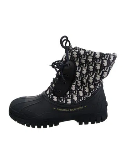 Pre-owned Dior Rubber Printed Rain Boots In Blue