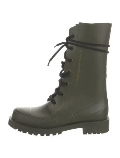 Pre-owned Dior Rubber Rain Boots In Green