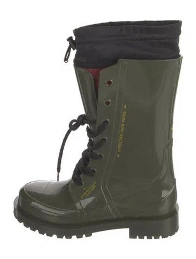 Pre-owned Dior Rubber Rain Boots In Green