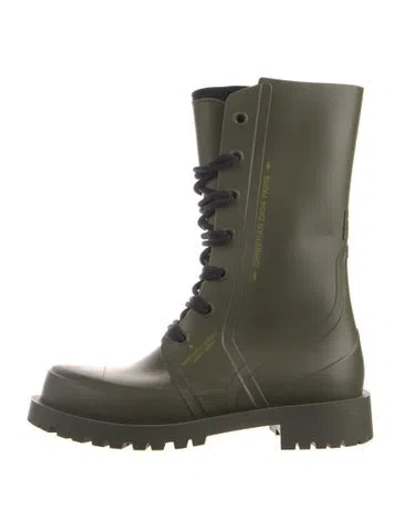 Pre-owned Dior Rubber Rain Boots In Green