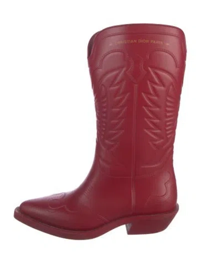 Pre-owned Dior Rubber Western Boots In Red