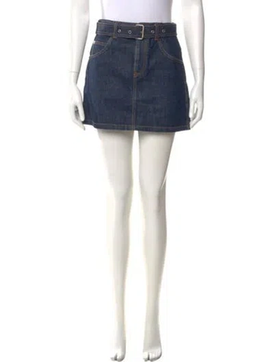 Pre-owned Dior Ruffle Embellishment Mini Skirt In Blue