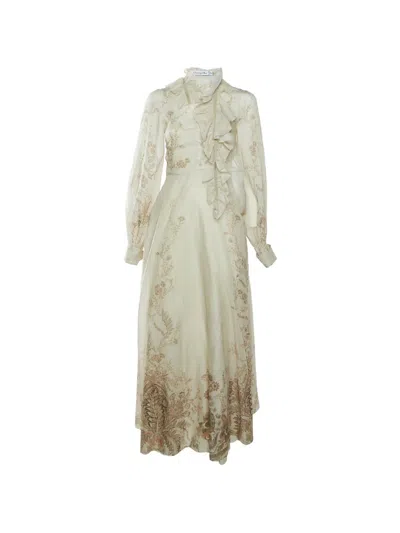 Pre-owned Dior Ruffled Maxi Dress In Neutrals