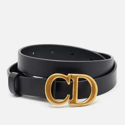 Pre-owned Dior Saddle 85cm Belt Black Leather