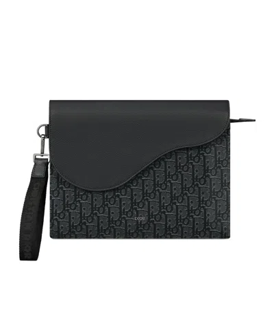 Dior Saddle A5 Triangle Pouch In Black