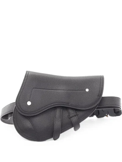 Pre-owned Dior Saddle Belt Bag In Black