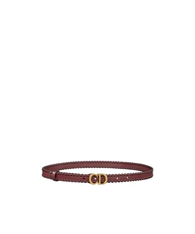 Dior Saddle Belt In Burgundy