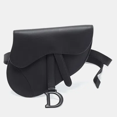 Pre-owned Dior Saddle Black Leather Belt Bag