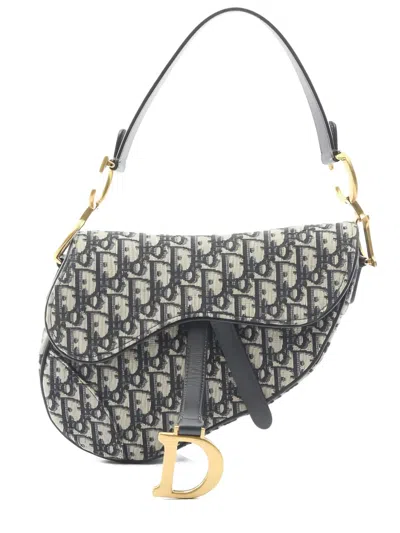 Pre-owned Dior Saddle Canvas Shoulder Bag In Blue