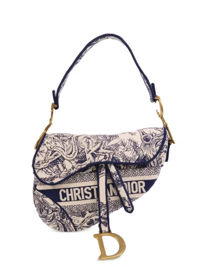 Pre-owned Dior Saddle Canvas Shoulder Bag In Neutral