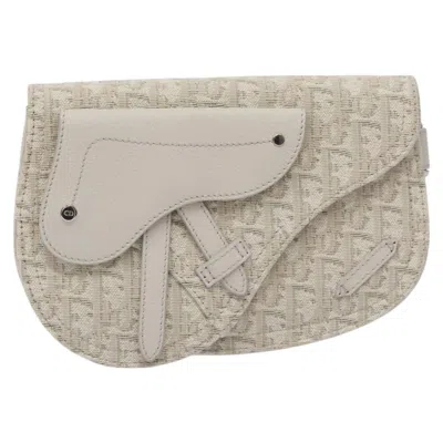 Pre-owned Dior Saddle  Oblique Beige Canvas Clutch Bag ()
