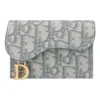 Dior Saddle Flap Card Holder 'grey Oblique Jacquard' In Brown