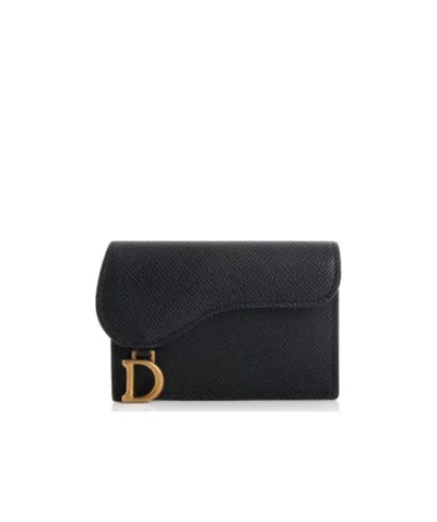 Dior Saddle Bloom Card Holder In Black