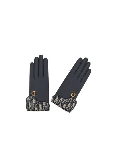 Dior Saddle Gloves In Black