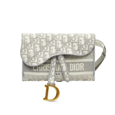 Dior Saddle Grey Canvas Shoulder Bag ()
