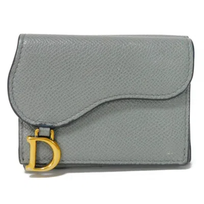 Dior Saddle Grey Leather Wallet  ()