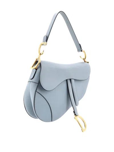 Pre-owned Dior Saddle Handbag Leather Medium Shoulder Bag In Blue