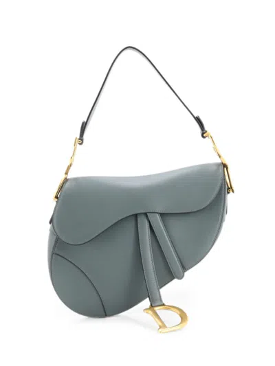 Pre-owned Dior Saddle Handbag Leather Medium Shoulder Bag In Green