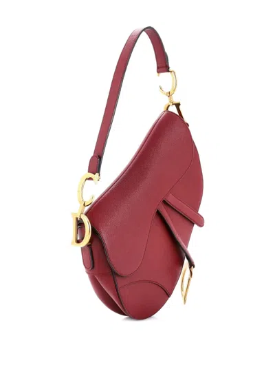 Pre-owned Dior Saddle Handbag Leather Medium Shoulder Bag In Red